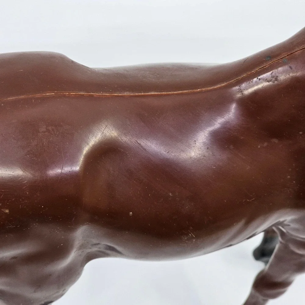 Vintage Louis Marx & Co Brown Horse Plastic 1970's Movable Neck Made in USA